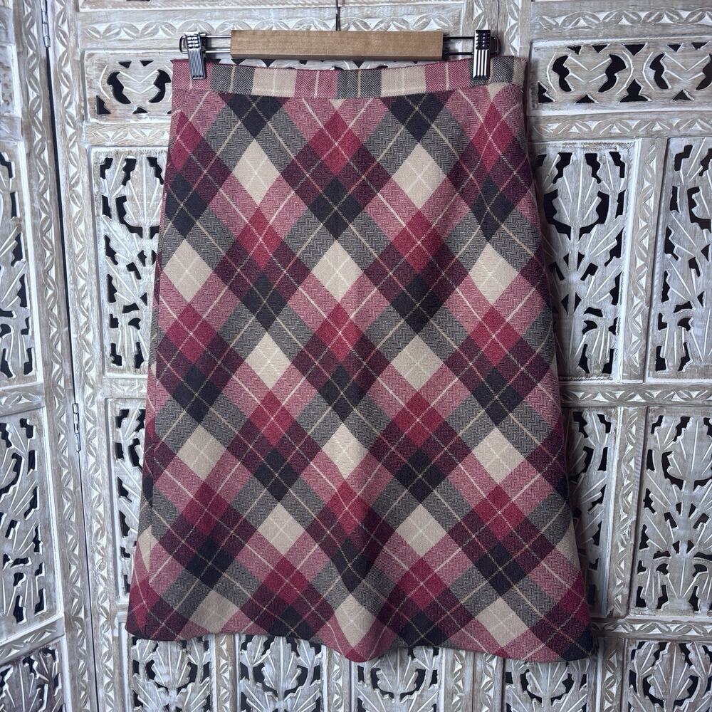 Vintage 90s Midi Skirt Women's 12 A-line Retro Plaid Preppy Schoolgirl USA